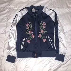 Macy’s satin bomber jacket